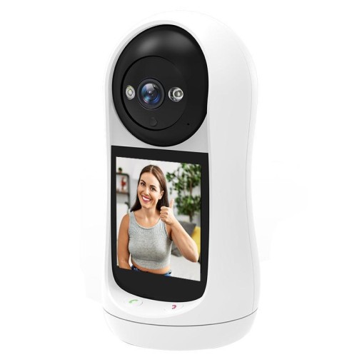 Telecamera per videochiamate bidirezionali a colori HD da 3 MP V5 per casa, supporto per chiamate con un clic, spina UE (bianca)