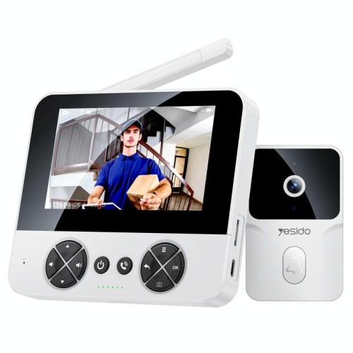 Yesido KM27 4,3 pollici TFT Screen 2.4G Wireless Videocitofono Campanello (Bianco)