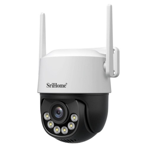 Srihome SH072 Telecamera di sicurezza wireless WiFi con monitoraggio automatico AI per esterni 8MP 2.4/5G WiFi (spina UK)