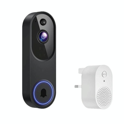 Videocitofono intelligente con visione notturna HD, citofono vocale wireless, spioncino elettronico di sorveglianza, specifiche: nero + spina UK Dingdong