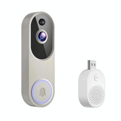 Videocitofono intelligente con visione notturna HD, citofono vocale wireless, spioncino elettronico di sorveglianza, specifiche: beige + USB Dingdong