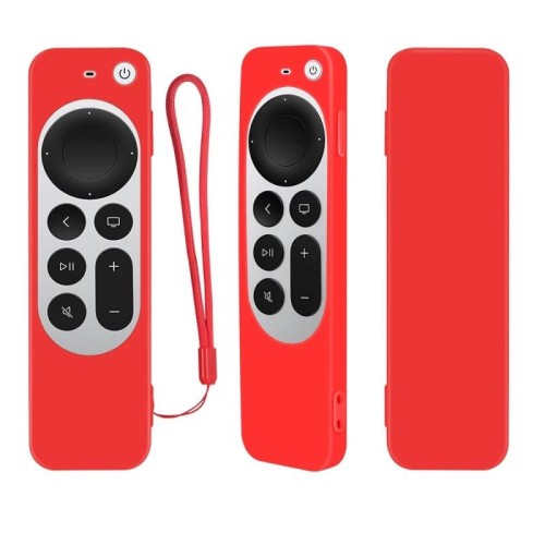 Custodia protettiva in silicone con corda per Apple TV 4K 4 ° SIRI Remote Controller (rosa)