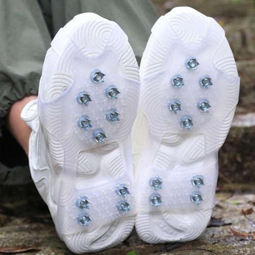 AOTU AT616 1 paio di copriscarpe antiscivolo anticaduta da esterno con 10 denti e artigli da ghiaccio per alpinismo, ghiaccio e neve, taglia: L per scarpe da 41 a 44