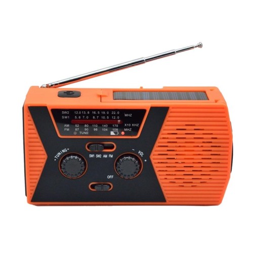 AM/FM/NoAA 2000mAh Radio di emergenza Radio portatile a energia solare a manovella (arancione)