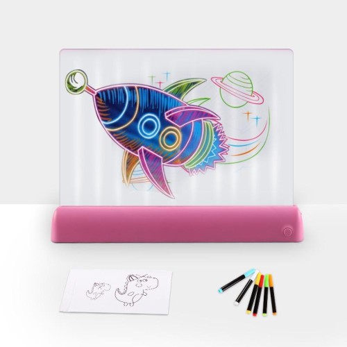 Pittura 3D Plate fluorescente LED Brillante Puzzle Bambini Pannello Graffiti Pannello Scritto a mano Message Board (Grigio)