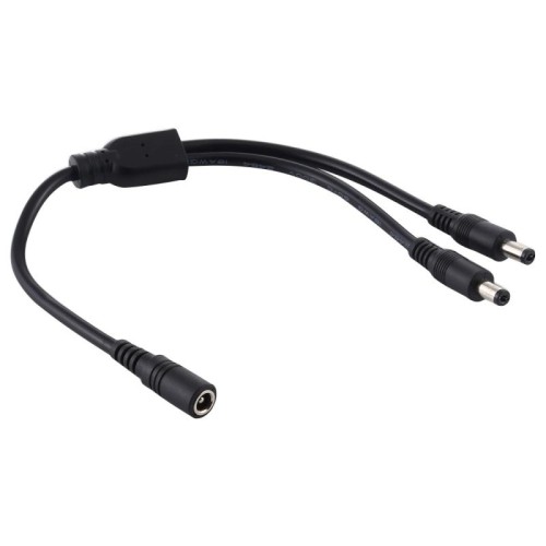 5,5 x 2,1 mm 1 a 2 da femmina a maschio Cavo di alimentazione adattatore splitter di alimentazione CC, lunghezza cavo: 30 cm (nero)