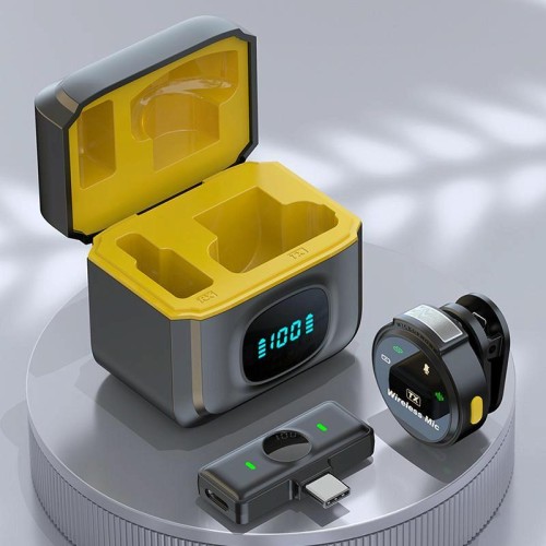 Microfono wireless lavalier J6 con custodia di ricarica, modello: spina di tipo C