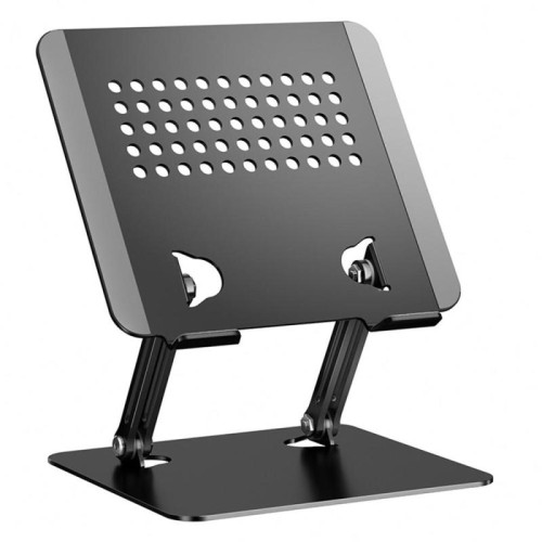 0031 Supporto da tavolo regolabile in altezza e angolazione per laptop/tablet in metallo (nero)