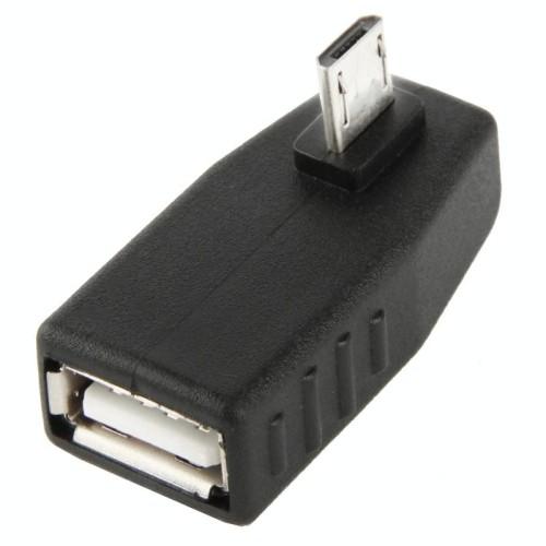 Adattatore AF da micro USB maschio a USB 2.0 con angolo di 90 gradi, supporto funzione OTG (nero)