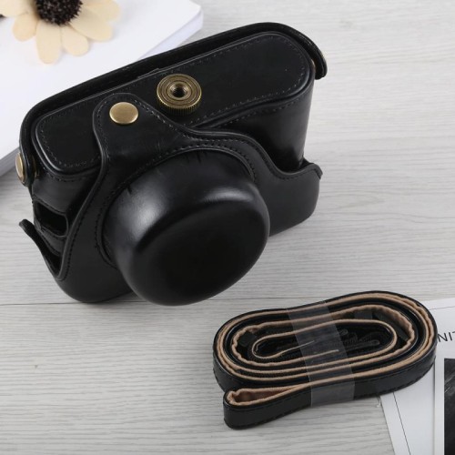 Custodia in pelle PU per fotocamera corpo intero con tracolla per Fujifilm X100F (nero)