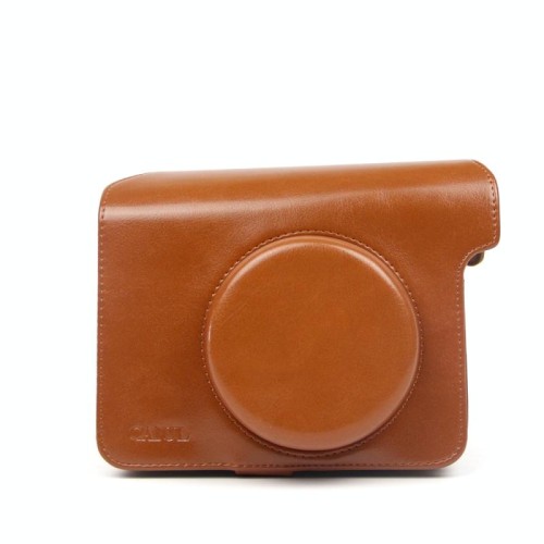 Custodia vintage in pelle PU per fotocamera Polaroid W300, con tracolla regolabile (marrone)
