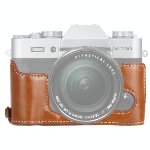 Base per metà custodia per fotocamera in pelle PU con filettatura da 1/4 di pollice per FUJIFILM X-T10 / X-T20 (marrone)