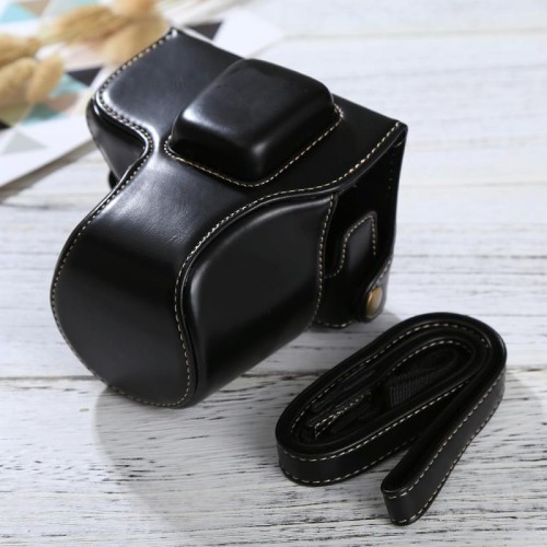 Custodia in pelle PU per fotocamera corpo intero con tracolla per Olympus EPL7 / EPL8 (nero)