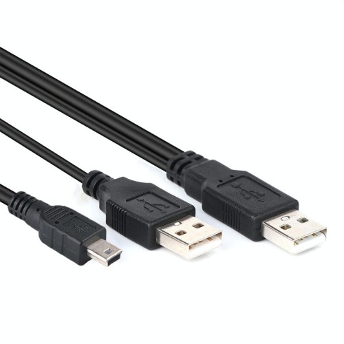 Cavo 2 in 1 da USB 2.0 maschio a mini 5 pin maschio + USB maschio, lunghezza: 80 cm (nero)