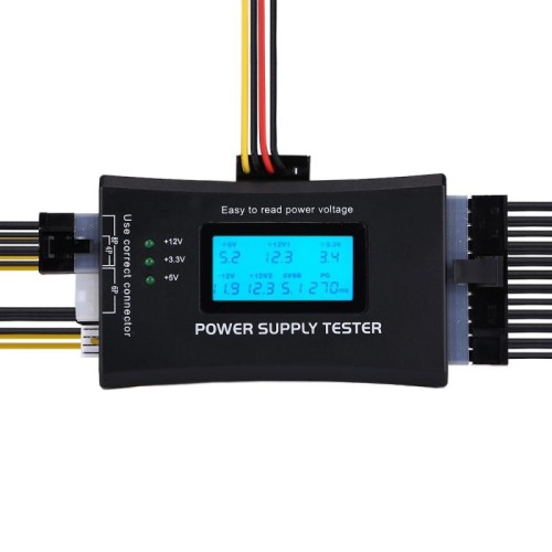 Display LCD digitale PC Computer 20/24 pin Tester di alimentazione Checker Strumento di misurazione diagnostica della potenza (nero)