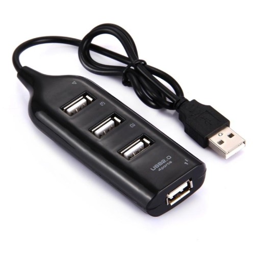 4 porti Hub 2.0 USB 2.0, lunghezza del cavo: 30 cm (nero)