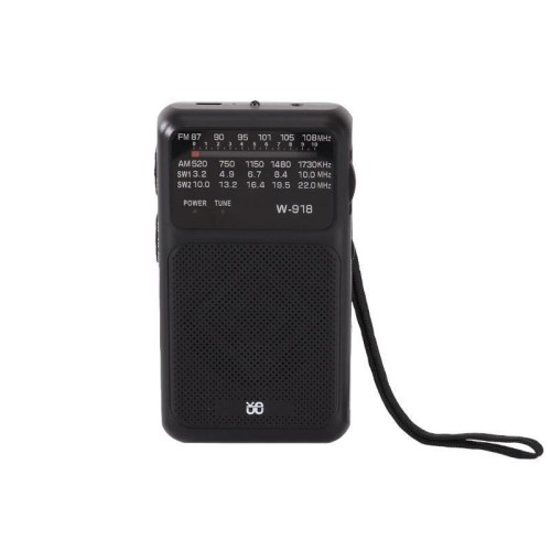 Radio a doppia alimentazione W-918 Pointer FM/AM/SW a banda completa (nera)