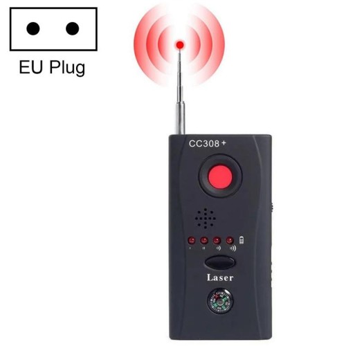 CC308 + Rilevatore di lenti per telecamera wireless multipla Rilevatore di segnali a onde radio Rilevatore di dispositivi GSM RF a gamma completa (nero)