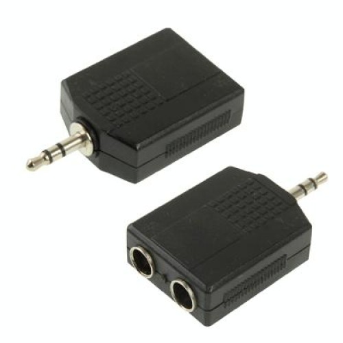 Adattatore audio da 3,5 mm maschio a 2 femmina da 6,35 mm (nero)