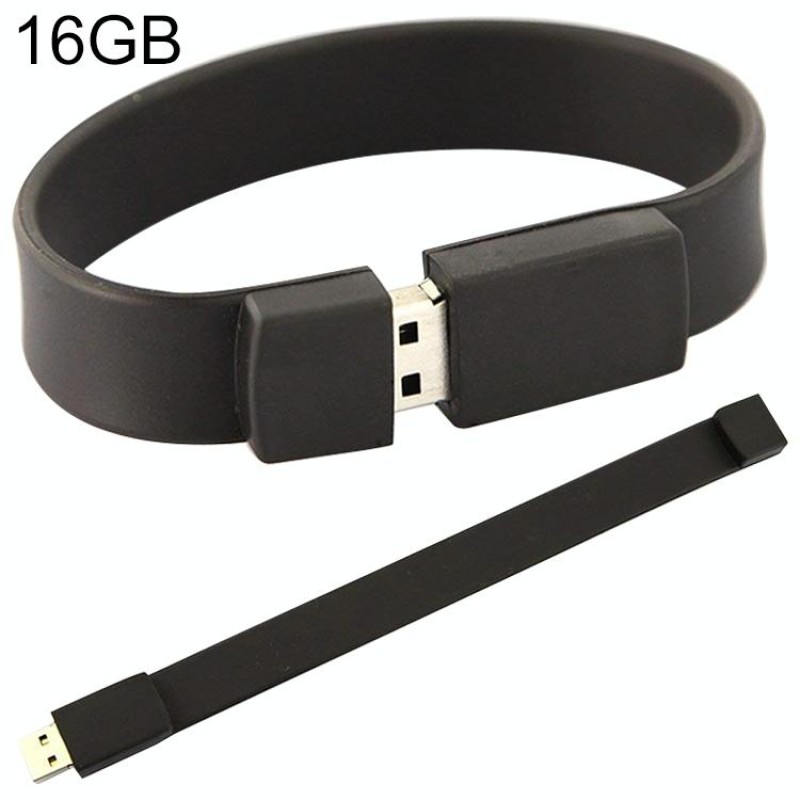 Braccialetti in silicone da 16 GB Disco flash USB 2.0 (nero)