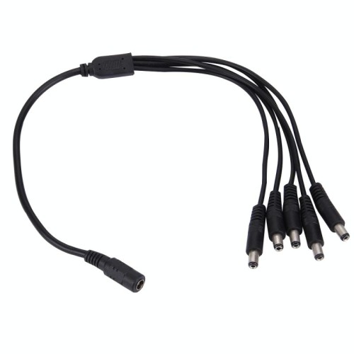 Cavo di alimentazione CC da 1 femmina a 5 maschio 5,5 x 2,1 mm (nero)