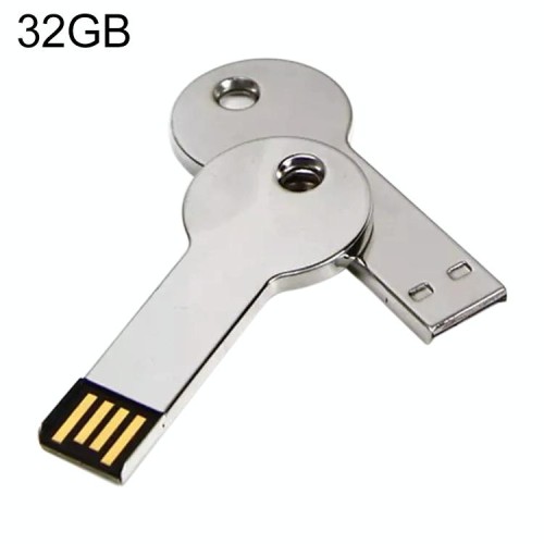 Disco flash USB 2.0 stile chiave in metallo argentato (32 GB) (argento)