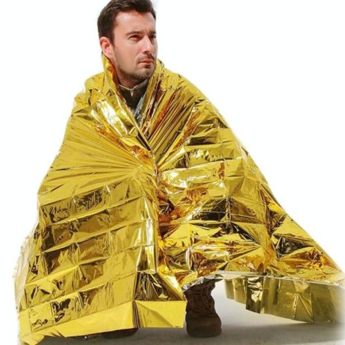 Coperta di emergenza impermeabile antivento leggera e compatta alluminizzata Coperta di sopravvivenza per esterno 140 x 210 cm