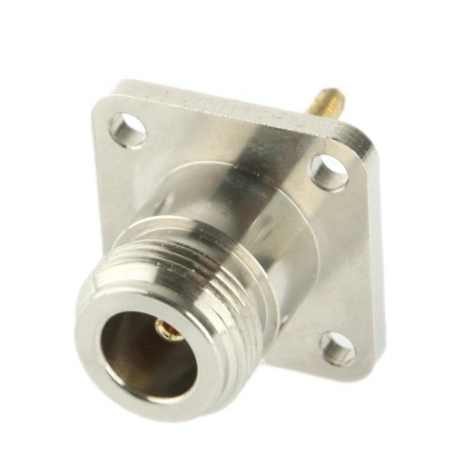 Adattatore coassiale RF N femmina con piastra quadrata (argento)