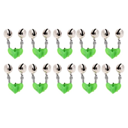 10 PCS Accessori da pesca Doppia campana Clip su canna da pesca Allarme esche da pesca, consegna a colori casuali
