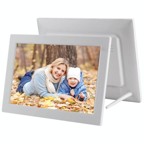 Cornice per foto digitale da 12,1 pollici con supporto e telecomando, programma Allwinner F16, supporto disco flash SD / MMC / USB (bianco)