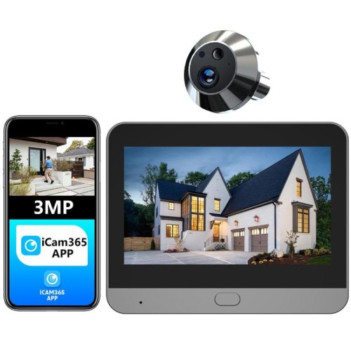 RH-PD10-I Campanello video intelligente WiFi con rilevamento del movimento e schermo HD da 4,3 pollici (grigio nero)
