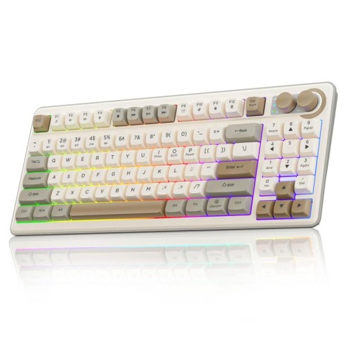 Tastiera wireless in silicone SOLAKAKA SK90 Tri-mode a 90 tasti (verde bianco)