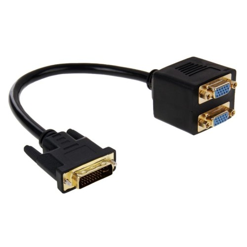Cavo splitter da 30 cm DVI 24 + 5 pin maschio a 2 VGA femmina (nero)