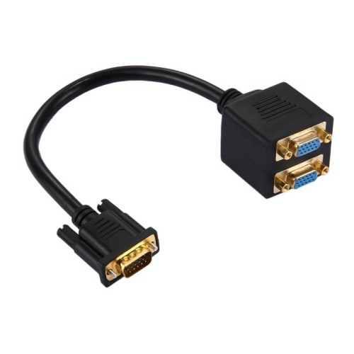Cavo splitter da 30 cm VGA maschio a 2 VGA femmina (nero)