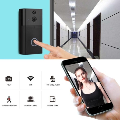 VESAFE VS-A4 HD 720P Videocamera di sicurezza Smart WiFi Videocitofono per campanello, supporto TF Card e visione notturna a infrarossi e App di rilevamento del movimento per IOS e Android (con Ding Dong / Chime) (Argento)