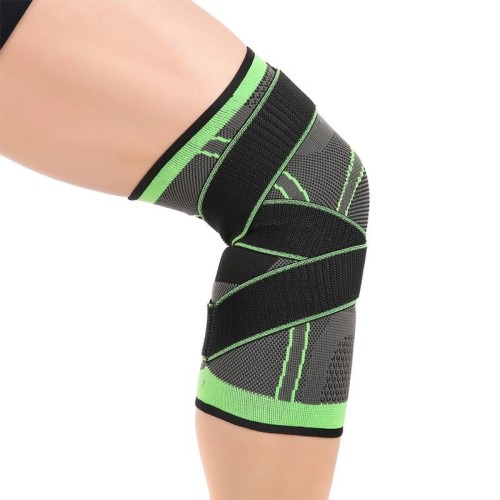 2 PCS Fitness Running Ciclismo Fasciatura Supporto per ginocchio Bretelle Elastico in nylon Sport Compression Pad Sleeve, Taglia: XL (Verde)