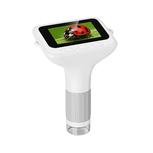 H385 3 Inch IPS Screen Handheld Digital Microscope Kids Manual Focus Microscope With Light(White)