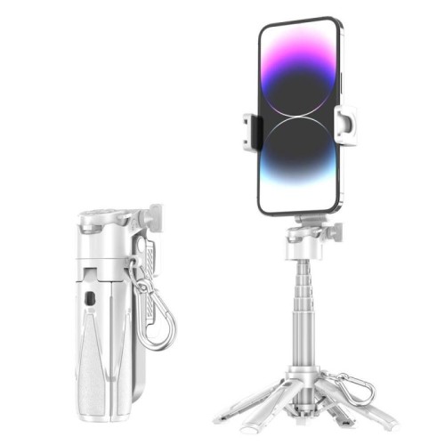 P15T Mini Selfie Stick portatile per fotografia Bluetooth Supporto per telefono Treppiede (bianco)