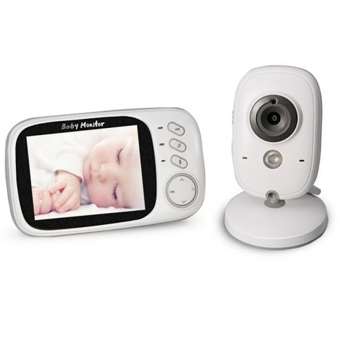 VB603 Monitor per bambini con telecamera di sorveglianza wireless LCD da 3,2 pollici a 2,4 GHz, supporto per la conversazione bidirezionale, visione notturna (bianco)