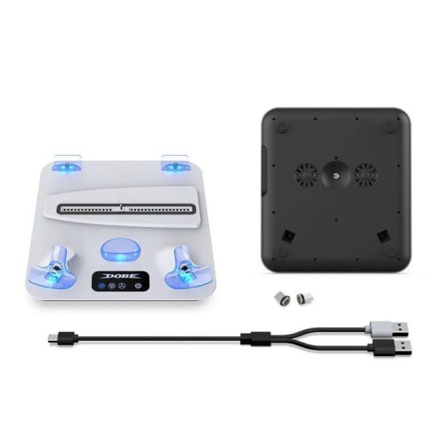 Per PS5 / PS5 Slim / PS VR2 DOBE TP5-3550 Base di raffreddamento per console di gioco, supporto di ricarica per controller + gancio per cuffie