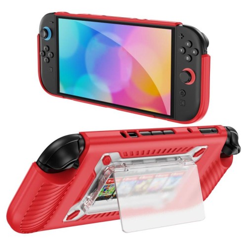 Custodia protettiva per console di gioco per PC ibrida in TPU antiscivolo testurizzato per Nintendo Switch 2 con slot per schede (viola)