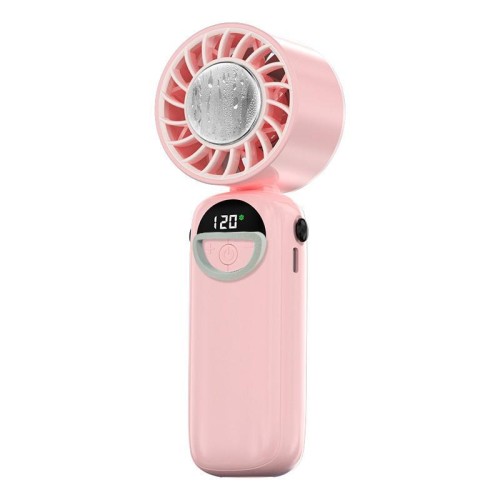 Ventilatore pieghevole portatile con fascia da collo e display a LED S-11 Apply Ice (rosa)
