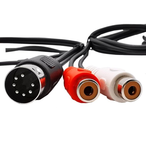 Cavo audio da 7 pin DIN maschio MIDI a doppia spina RCA femmina, lunghezza: 0,5 m (nero)