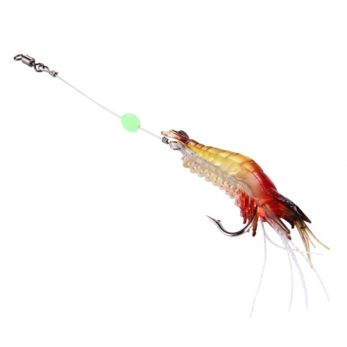 Esche da pesca a forma di gamberetti luminosi Esche da pesca artificiali con gancio, lunghezza: 7 cm