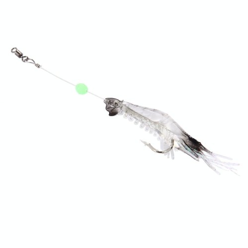 Esche da pesca a forma di gamberetti luminosi Esche da pesca artificiali con gancio, lunghezza: 7 cm