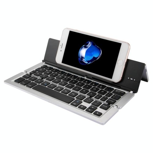 Tastiera wireless Bluetooth pieghevole ultra sottile F18 a 58 tasti con supporto (argento)