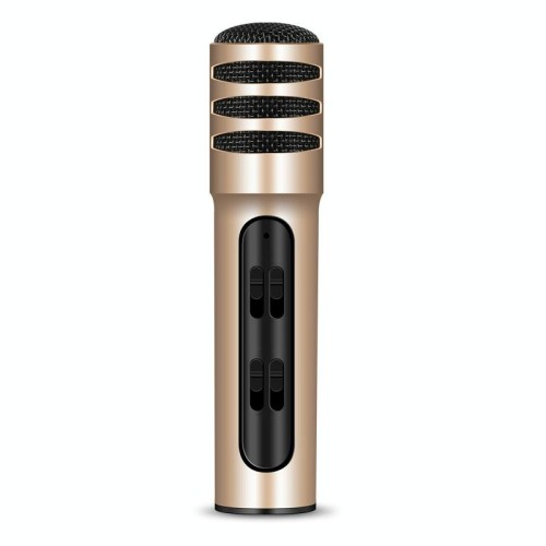 BGN-C7 Microfono a condensatore Doppio telefono cellulare Karaoke Microfono per canto dal vivo Scheda audio integrata (nero)