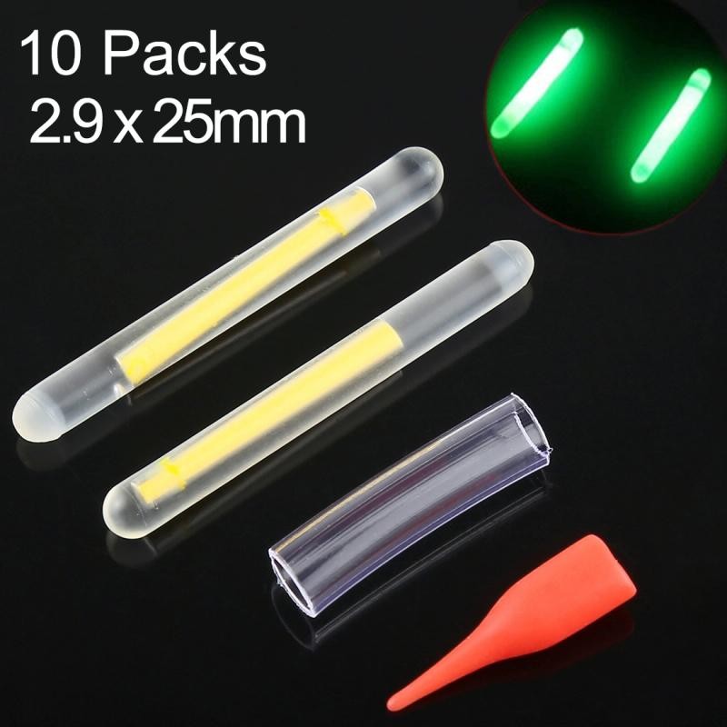 10 confezioni OCEAN SUN Galleggiante luminoso per la pesca notturna Bastone leggero, Visibilità: 15 m, Dimensioni: 2,9 x 25 mm