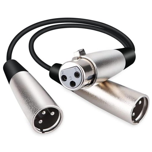 Cavo adattatore per connettore audio da 30 cm a 3 pin XLR CANNON 1 femmina a 2 maschio per microfono / apparecchiatura audio