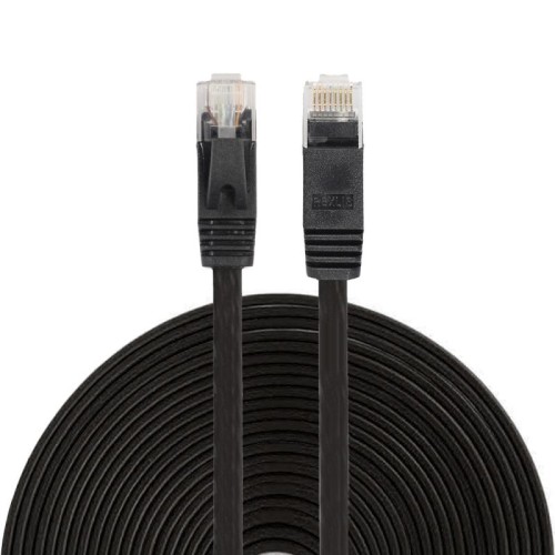 Cavo LAN di rete Ethernet piatto ultrasottile CAT6 da 15 m, cavo patch RJ45 (nero)